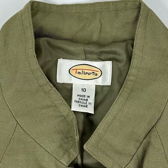 Talbots Women's Green‎ Silk Linen Mandarin Collar Button Up Luxury Blazer 10/C39 - Picture 9 of 14